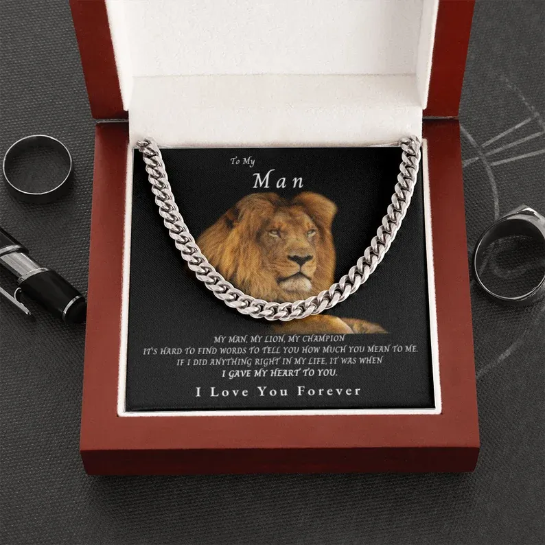 To My Man-Cuban Link Chain Necklace Gift Set "I Gave My Heart to You"-Jessemade AU