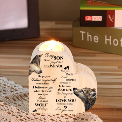To My Son Wooden Heart Candle Holder "love you for the rest of mine " Gifts For Son-Jessemade AU