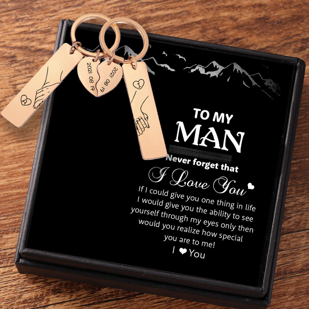 Personalised Hand in Hand Couple Keychain Set Engrave Name Matching Couple Gifts-Jessemade AU