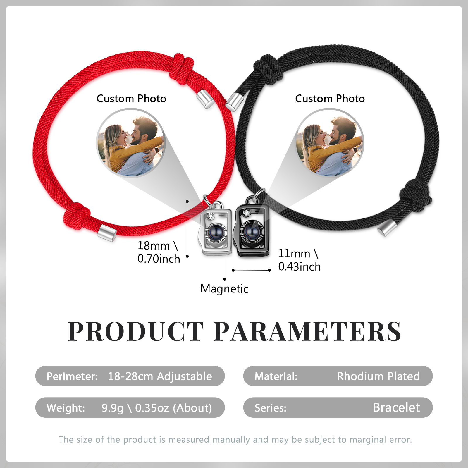 Personalised Projection Bracelet Custom Photo Couple Bracelet with Camera Pendant Creative Gift for Her-Jessemade AU