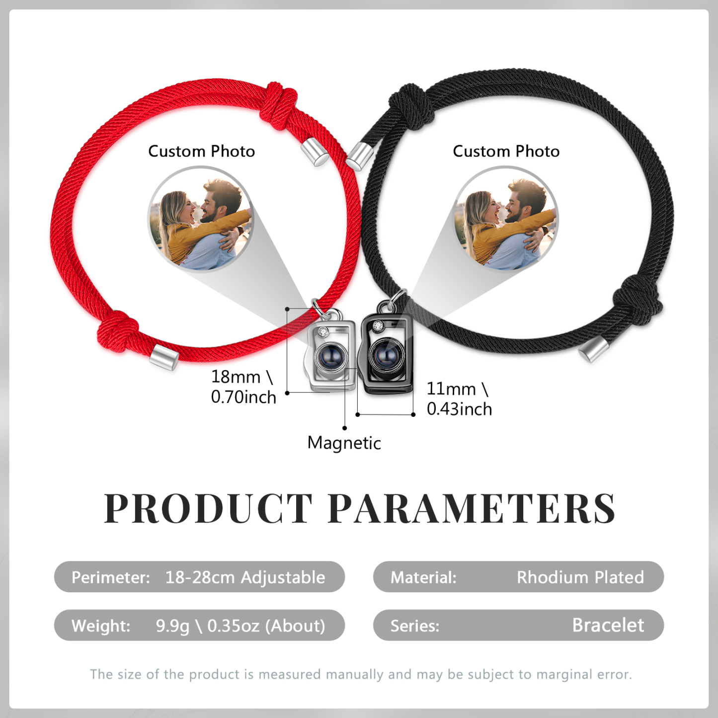 Personalised Projection Bracelet Custom Photo Couple Bracelet with Camera Pendant Creative Gift for Her-Jessemade AU