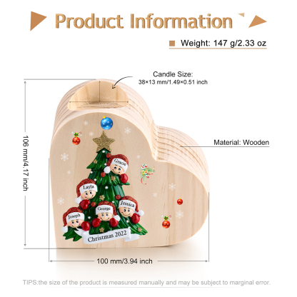 Heart-Shaped Christmas Candle Holder Engraved 5 Names Christmas Tree Candlesticks Personalised Gift for Family-Jessemade AU