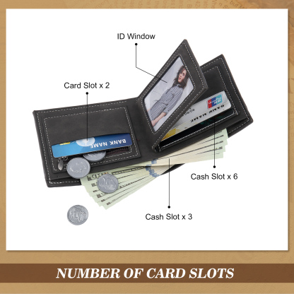 Personalised Photo & Name & Letter Billfold Wallet Monogram Leather Black Wallet Gift for Men-Jessemade AU