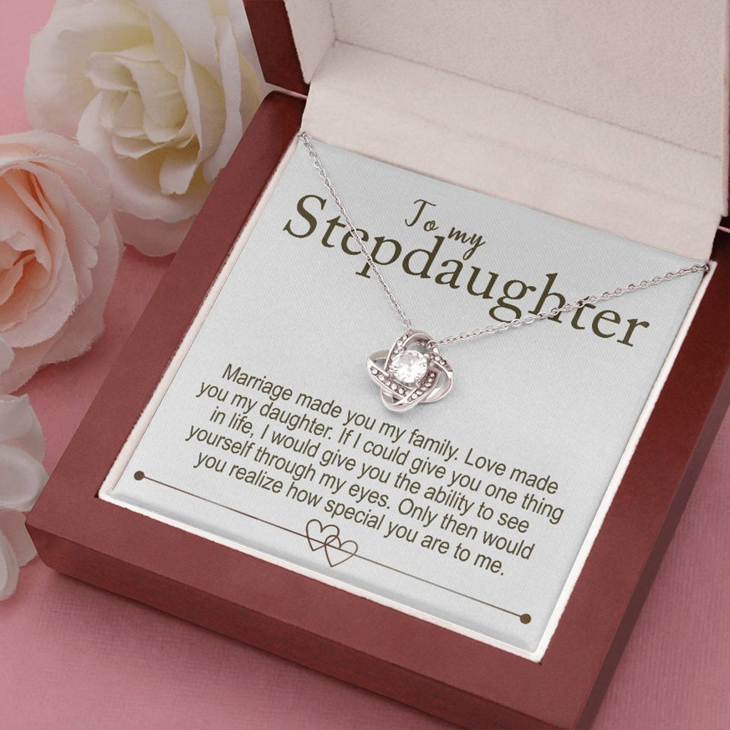 To My Stepdaughter - S925 Love Knot Necklace "Love Made You My Daughter" Gifts For Daughter-Jessemade AU