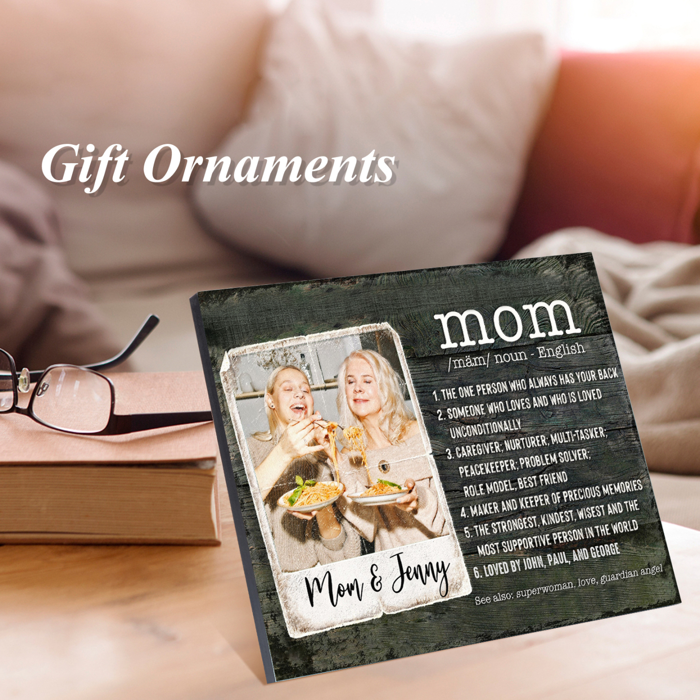 Mom Dictionary Custom Photo Picture Board Keepsake Wood Signs Photo Frame-Jessemade AU