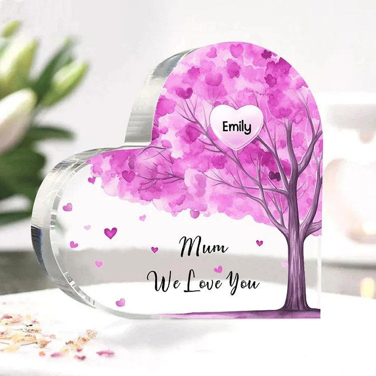 1 Name - Personalised Acrylic Heart Keepsake Custom Text Purple Tree Ornaments Gifts for Grandma/Mother-Jessemade AU