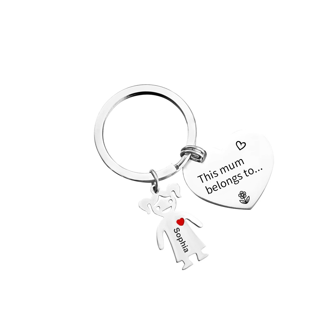 1 Name - Personalised Keychain with Kid Charm Engraved Names Keychain Heart Gift for Nan/Mum-Jessemade AU