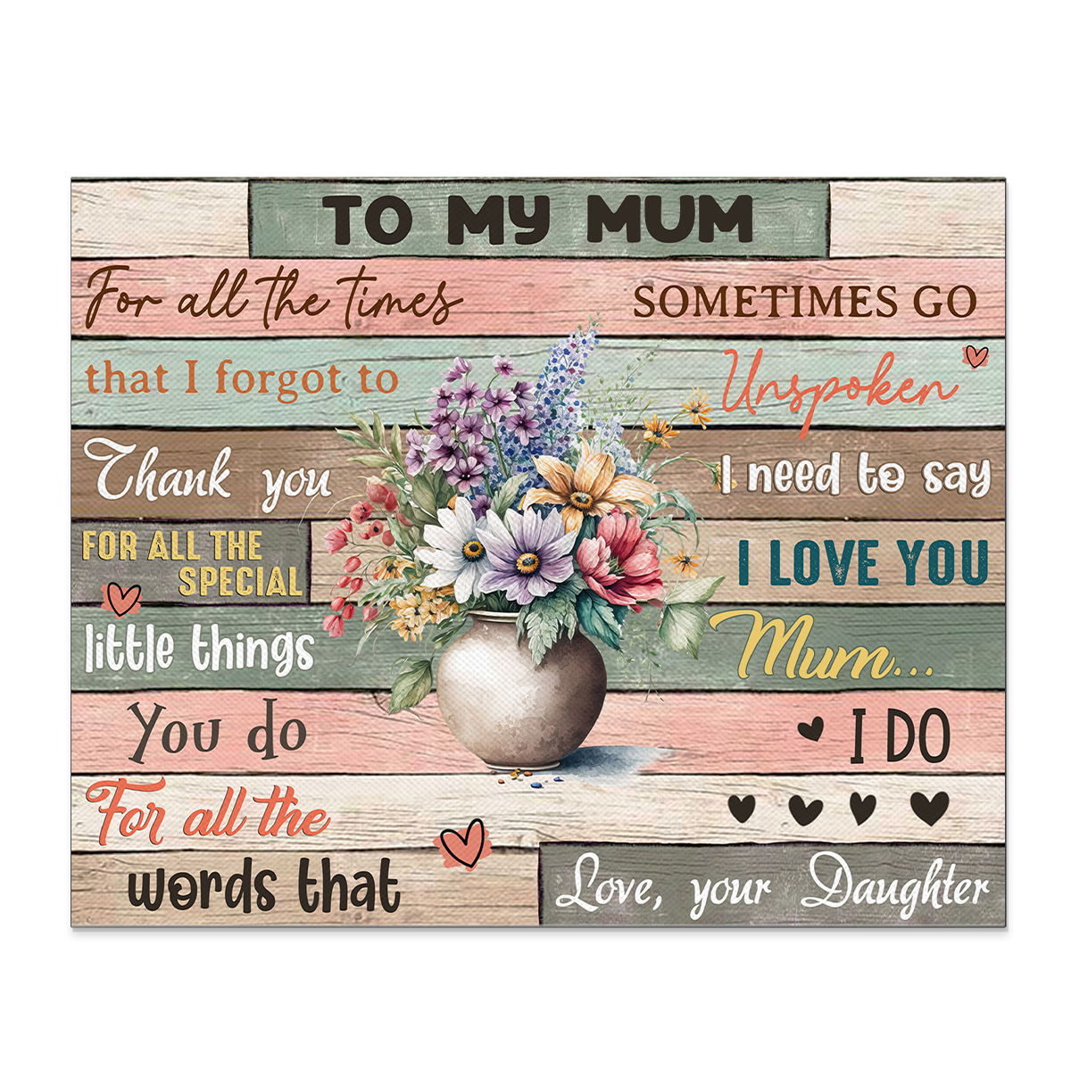 To My Mum Flowers Vase Picture Board Keepsake Wood Signs Photo Frame-Jessemade AU
