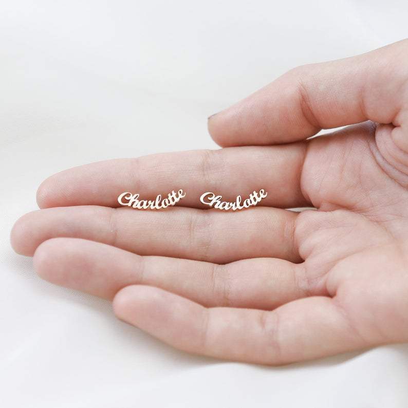 Personalised Name Stud Earrings Gift for Her-Jessemade AU