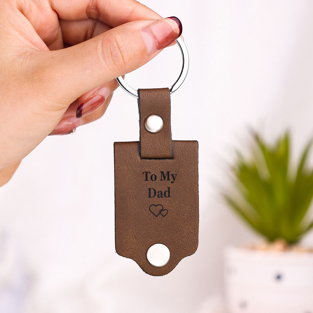 Personalised Photo Keychain Custom Text Leather Keyring Valentine's Day Gift