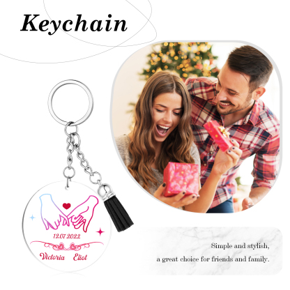Personalised Pinky Swear Couple Keyring Custom 2 Names & Date Acrylic Keychain Valentine's Day Anniversary Gift for Couples-Jessemade AU