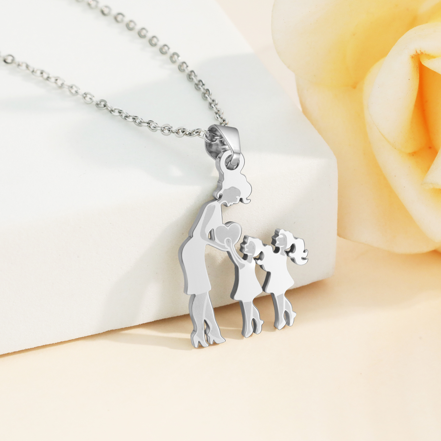 Women Necklace Mother & 2 Daughters Pendant Necklace Stainless Steel Mother's Day Gifts for Mum-Jessemade AU