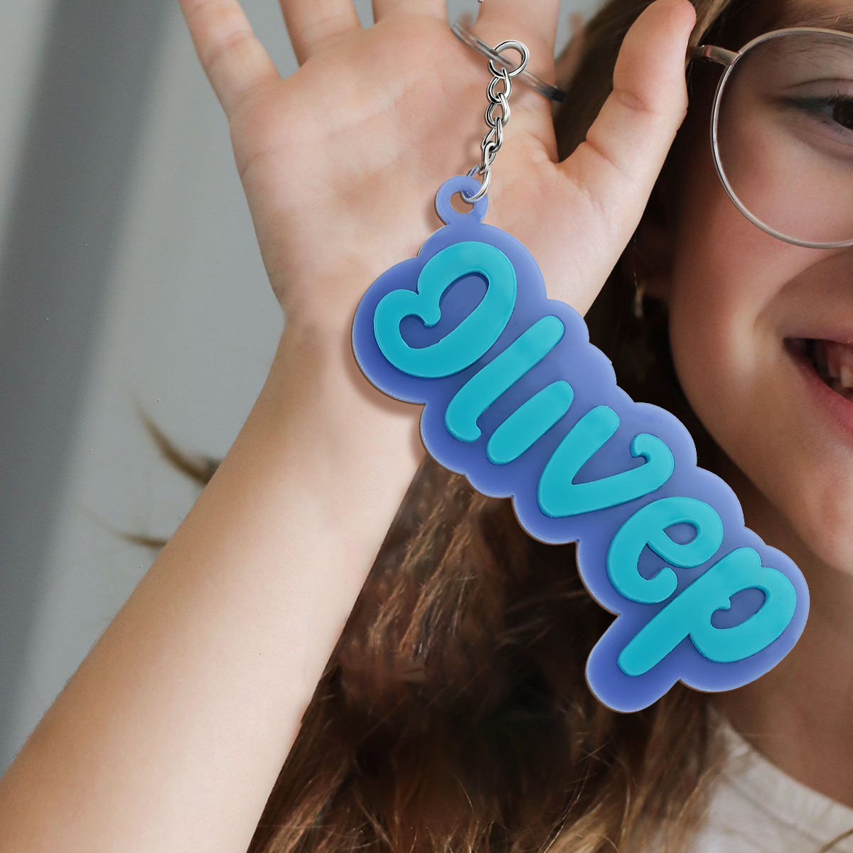 Customise 1 Name Keychain Blue Keychain Back to School Gifts for Kids-Jessemade AU