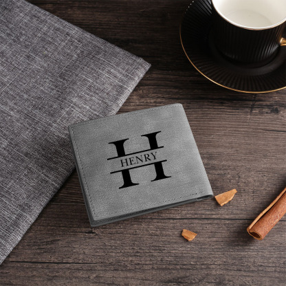 Personalised Leather Wallet Engraved Photo Short Purse Custom Folding Wallet Gifts For Him-Jessemade AU