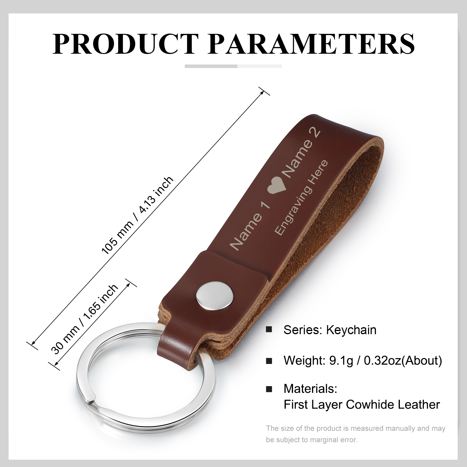 Personalised Leather Keychain Customised with 2 Names & Text Keyring Couple Keychain Gift for Him/her-Jessemade AU