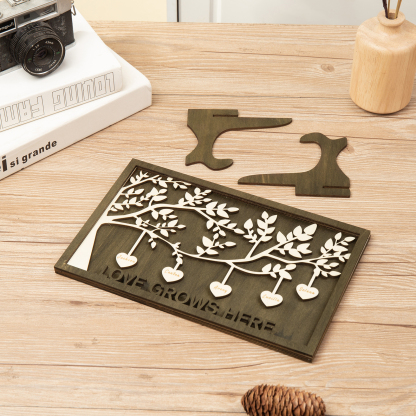 Family Tree Wood Frame Personalised Family Tree Sign Engrave 5 Names Keepsake Gifts-Jessemade AU