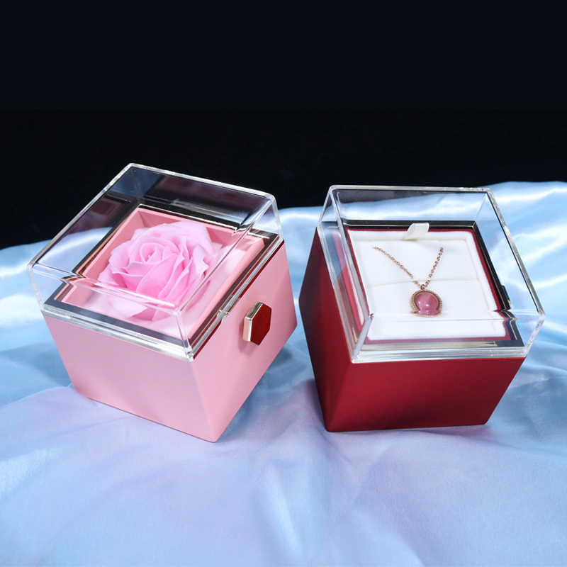 Rotatable Jewelry Box Enchanted Rose Jewelry Gift Package-Jessemade AU