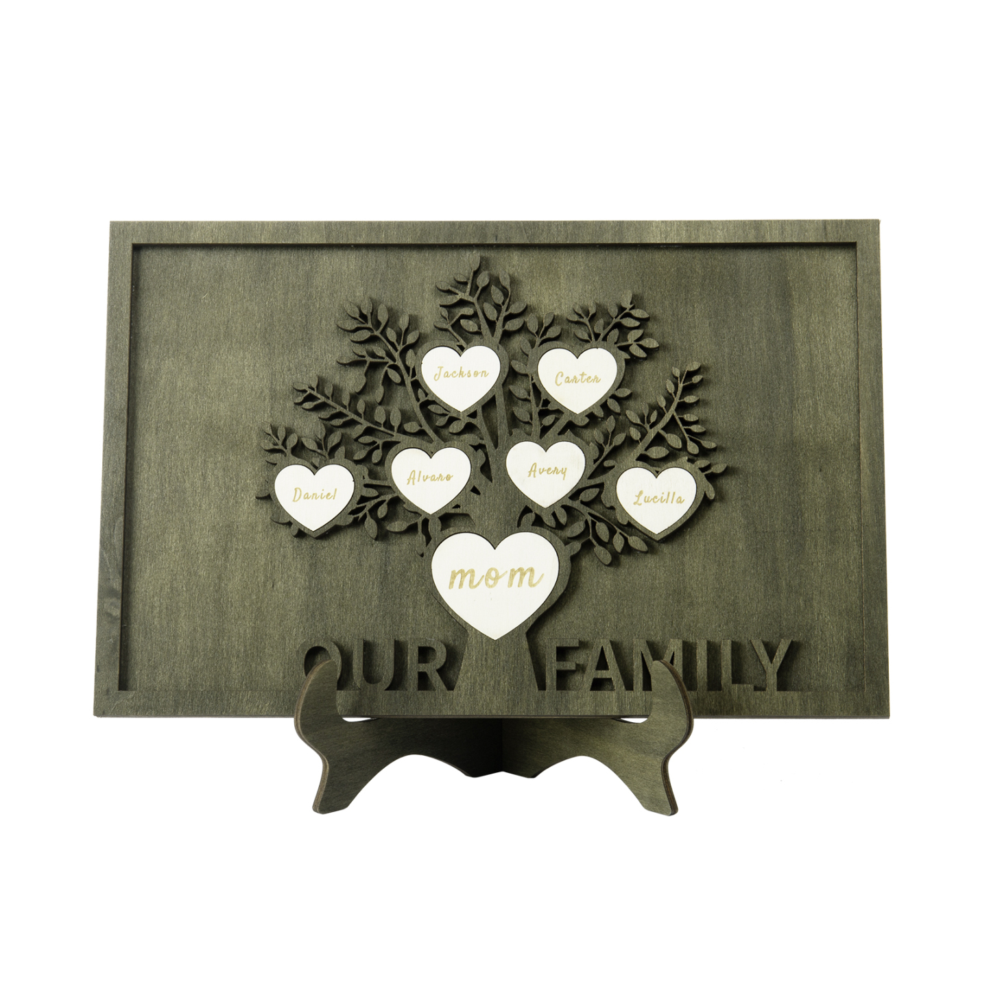 Family Tree Wood Frame Personalised Family Tree Sign Custom 7 Names Plaque-Jessemade AU