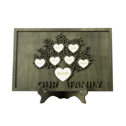 Family Tree Wood Frame Personalised Family Tree Sign Custom 7 Names Plaque-Jessemade AU