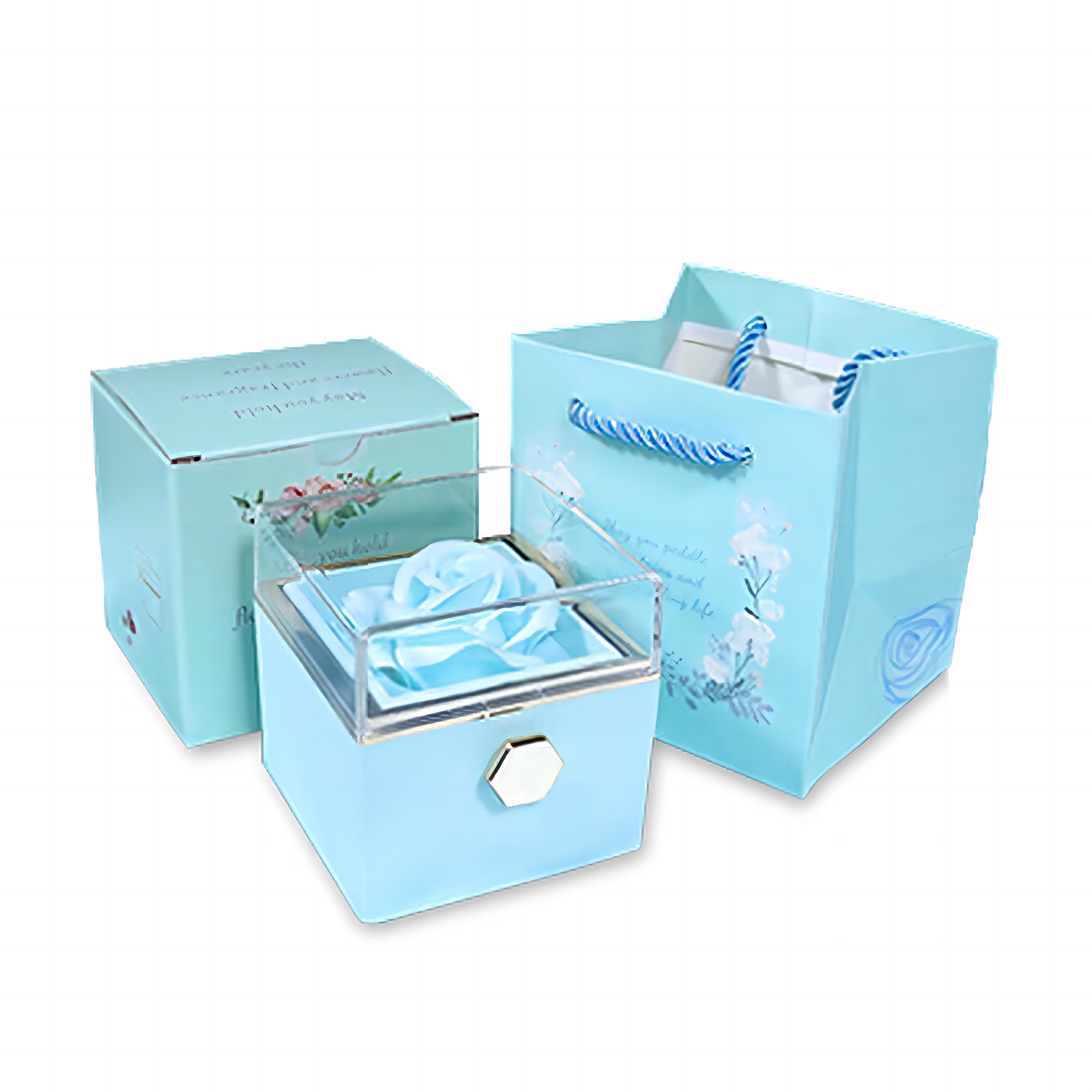 Rotatable Jewelry Box Enchanted Rose Jewelry Gift Package-Jessemade AU