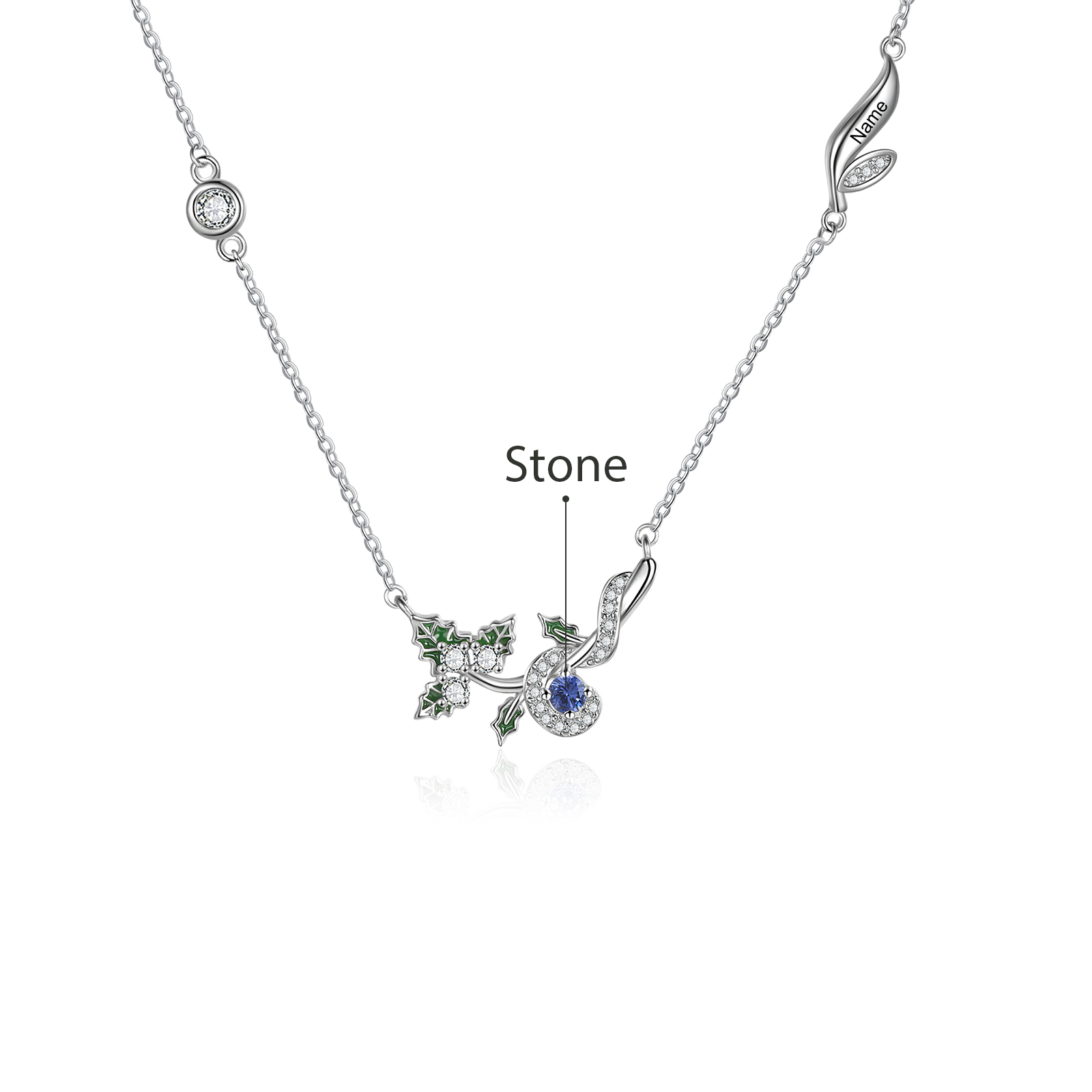 Personalised December Birthflower Necklace With Birthstone Gifts For Her-Jessemade AU