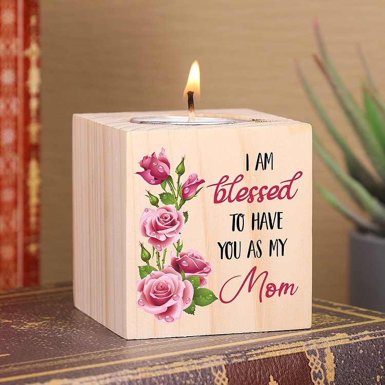 Block Candle Holder I Am Blessed To Have You As My Mom Wooden Candlesticks-Jessemade AU