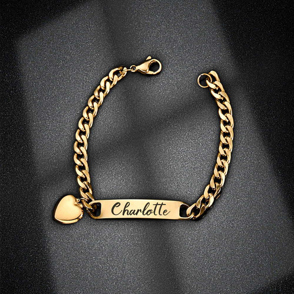 Personalised Name Bracelet Heart Charm Bracelet Customised Baby Gift-Jessemade AU