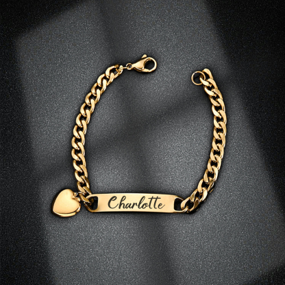 Personalised Name Bracelet Heart Charm Bracelet Customised Baby Gift-Jessemade AU