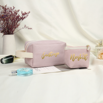 A Set Personalised Name Cosmetic Bag Custom Makeup Bag Zipper Storage Bag Gifts for Ladies Girls-Jessemade AU