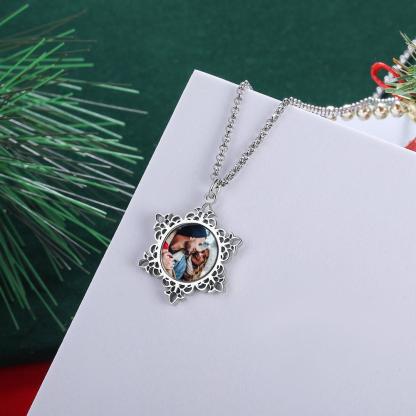 Personalised Snowflake Necklace Custom 1 Photo Necklace Gifts For Her-Jessemade AU