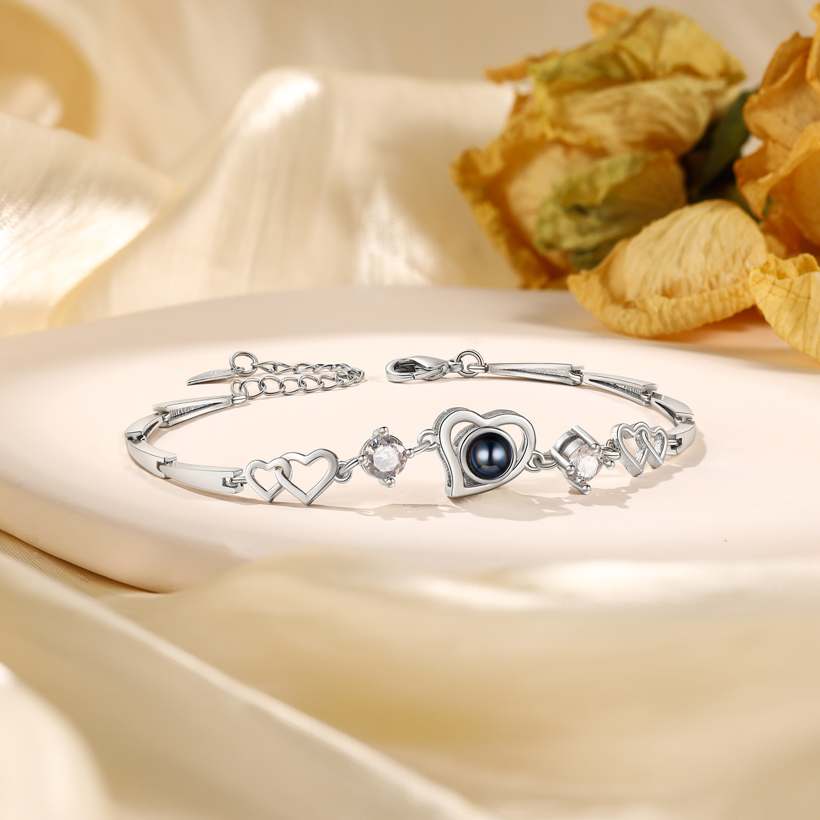 Personalised Projection Bracelet Custom Colourful Photo Bracelet Heart Adjustable Couple Bracelet Personalised Gift for Her-Jessemade AU