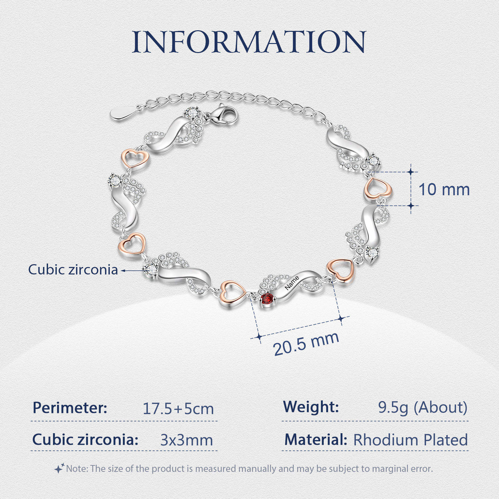 Personalised Baby Feet Bracelet Custom 1 Birthstones Heart Bracelet Gifts For Women-Jessemade AU
