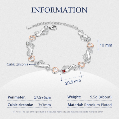 Personalised Baby Feet Bracelet Custom 1 Birthstones Heart Bracelet Gifts For Women-Jessemade AU