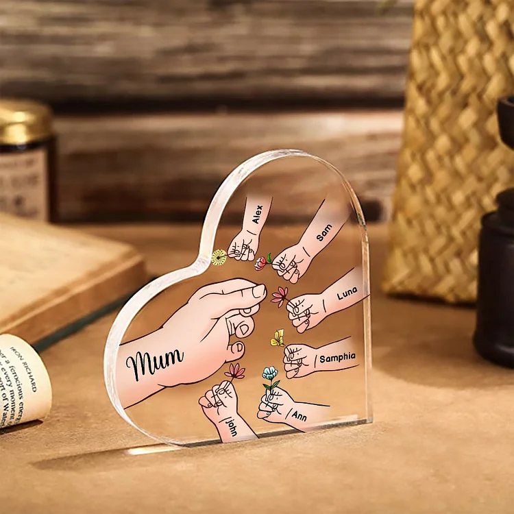 7 Names - Personalised Acrylic Heart Keepsake Handing Flowers to Mother Ornaments Gifts for Grandma/Mother-Jessemade AU