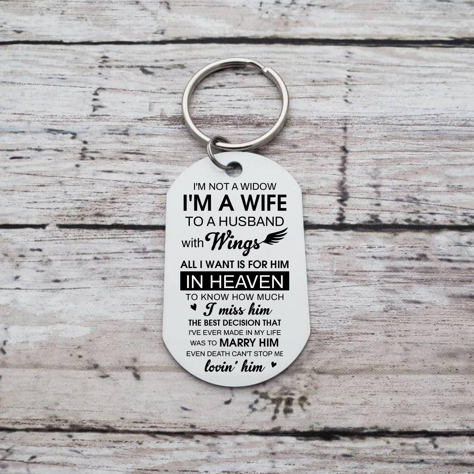 Personalised Photo Keychain Custom 2 Names Keyring Memorial Gift "I'm A Wife To A Husband With Wings"-Jessemade AU