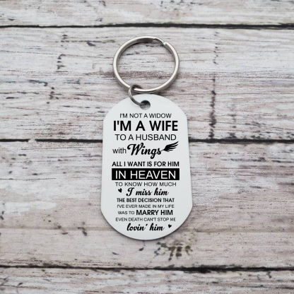 Personalised Photo Keychain Custom 2 Names Keyring Memorial Gift "I'm A Wife To A Husband With Wings"-Jessemade AU