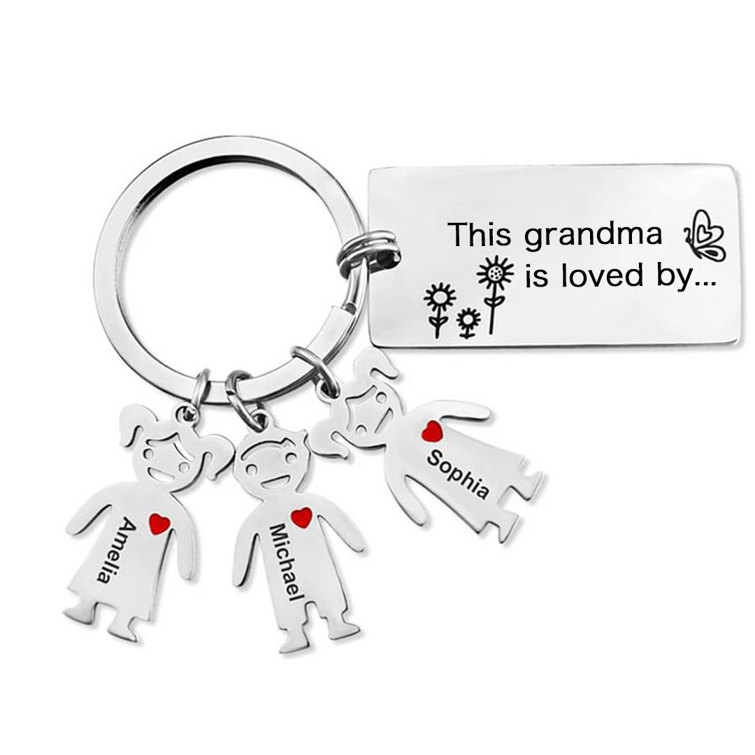 Custom 3 Names Personalised Family Keychain Gift for Grandma-Jessemade AU