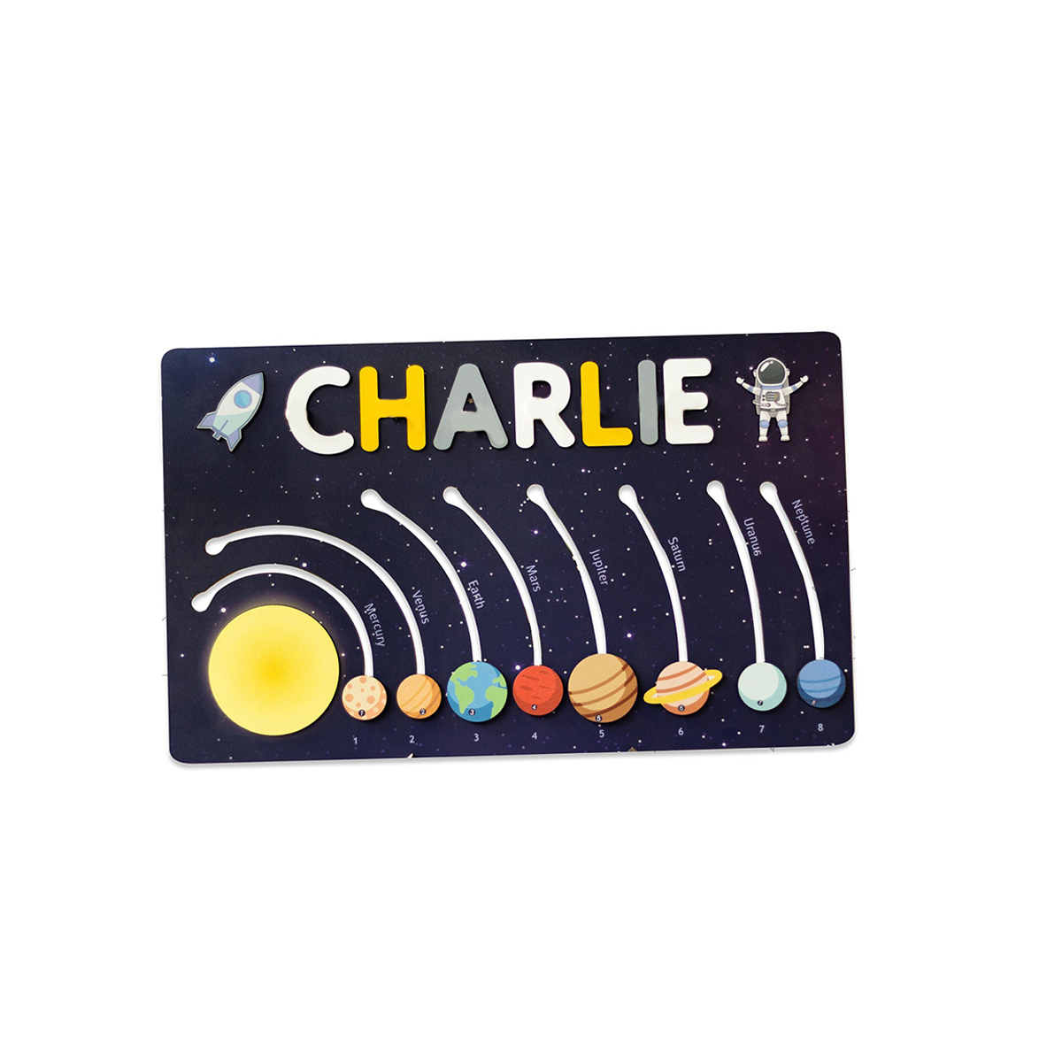 Wooden Slideable Planet Name Puzzles Personalised Space Educational Toys for Toddlers-Jessemade AU