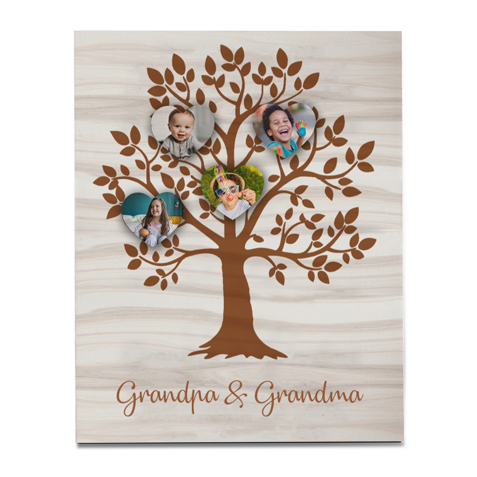 Personalised Photo Family Tree Wood Signs Engrave 4 Photos Frame-Jessemade AU