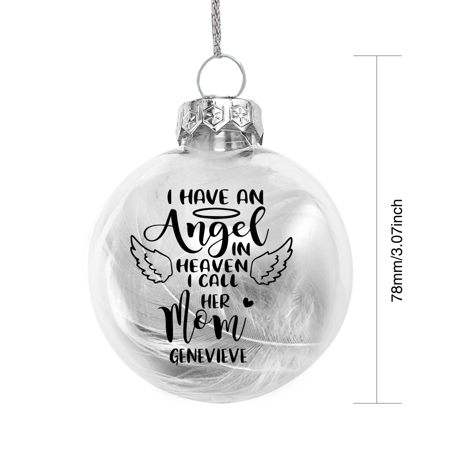 Personalised Feather Ball Memorial Ornament Custom Name Christmas Ornament - I Have An Angel In Heaven-Jessemade AU