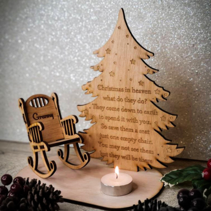 Personalised Christmas in Heaven Rocking Chair Ornament Memorial Tabletop Plaque-Jessemade AU