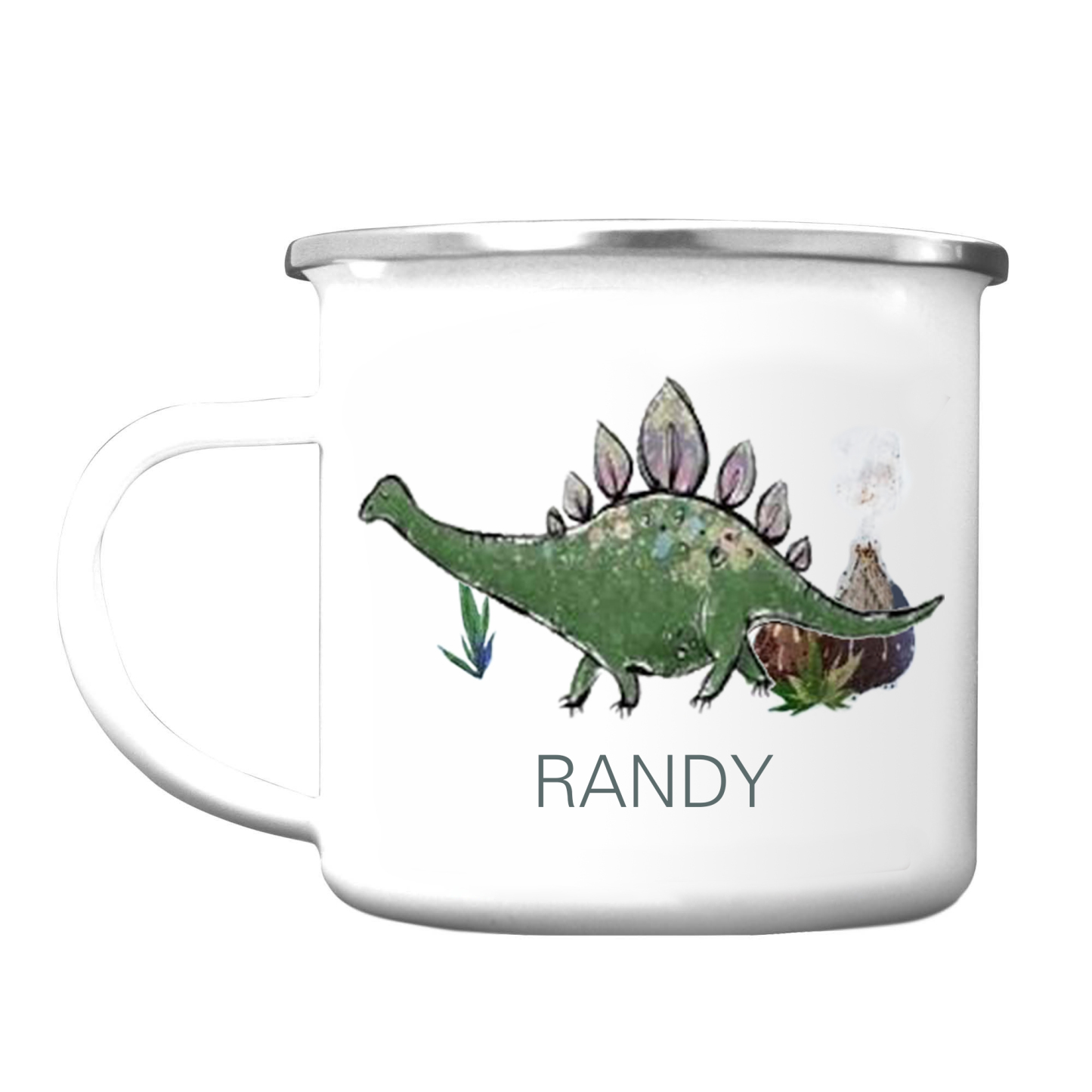Personalised Enamel Mug Customised Name Dinosaur Cup Camping Mug Birthday Gift for Kids - Stegosaurus-Jessemade AU