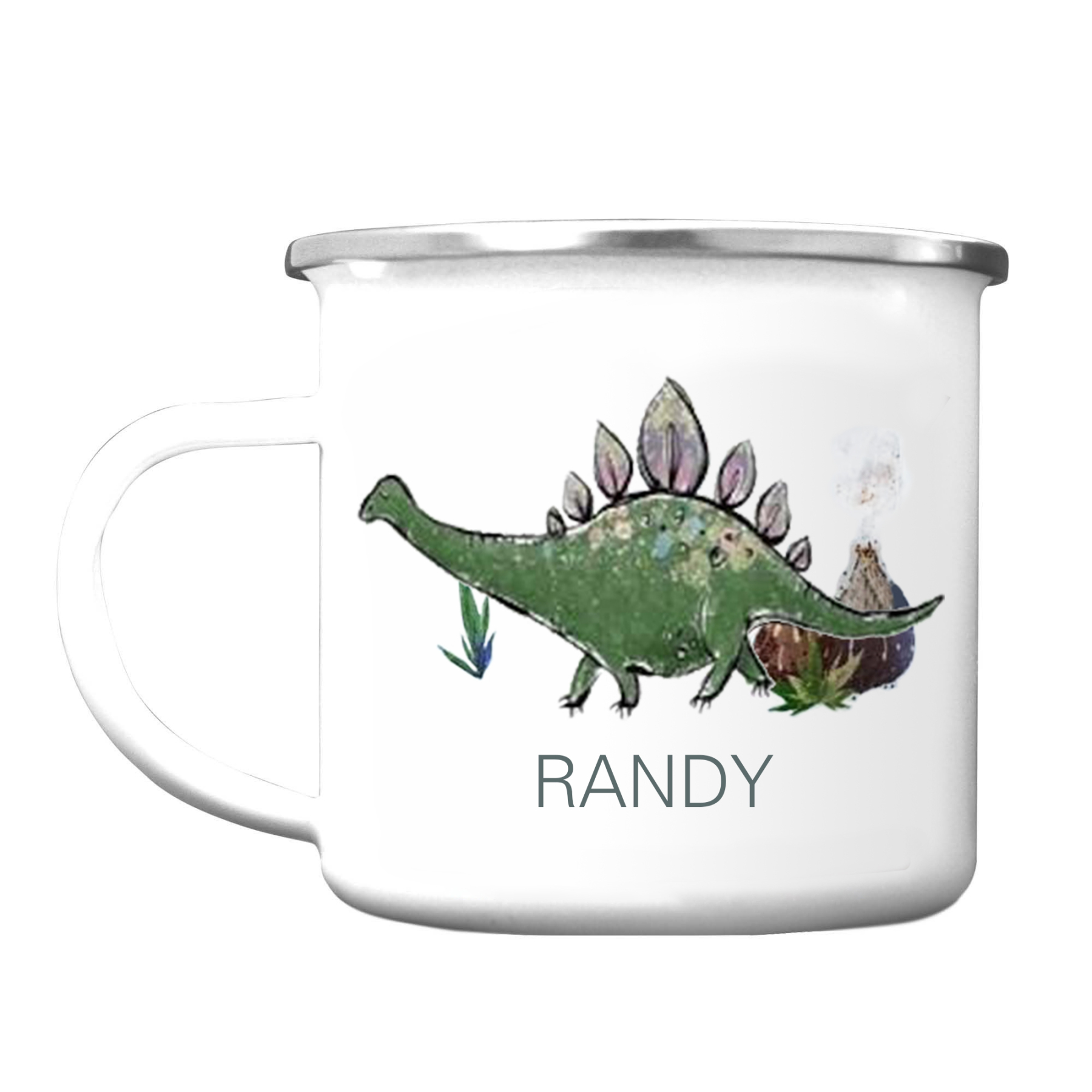 Personalised Enamel Mug Customised Name Dinosaur Cup Camping Mug Birthday Gift for Kids - Stegosaurus-Jessemade AU