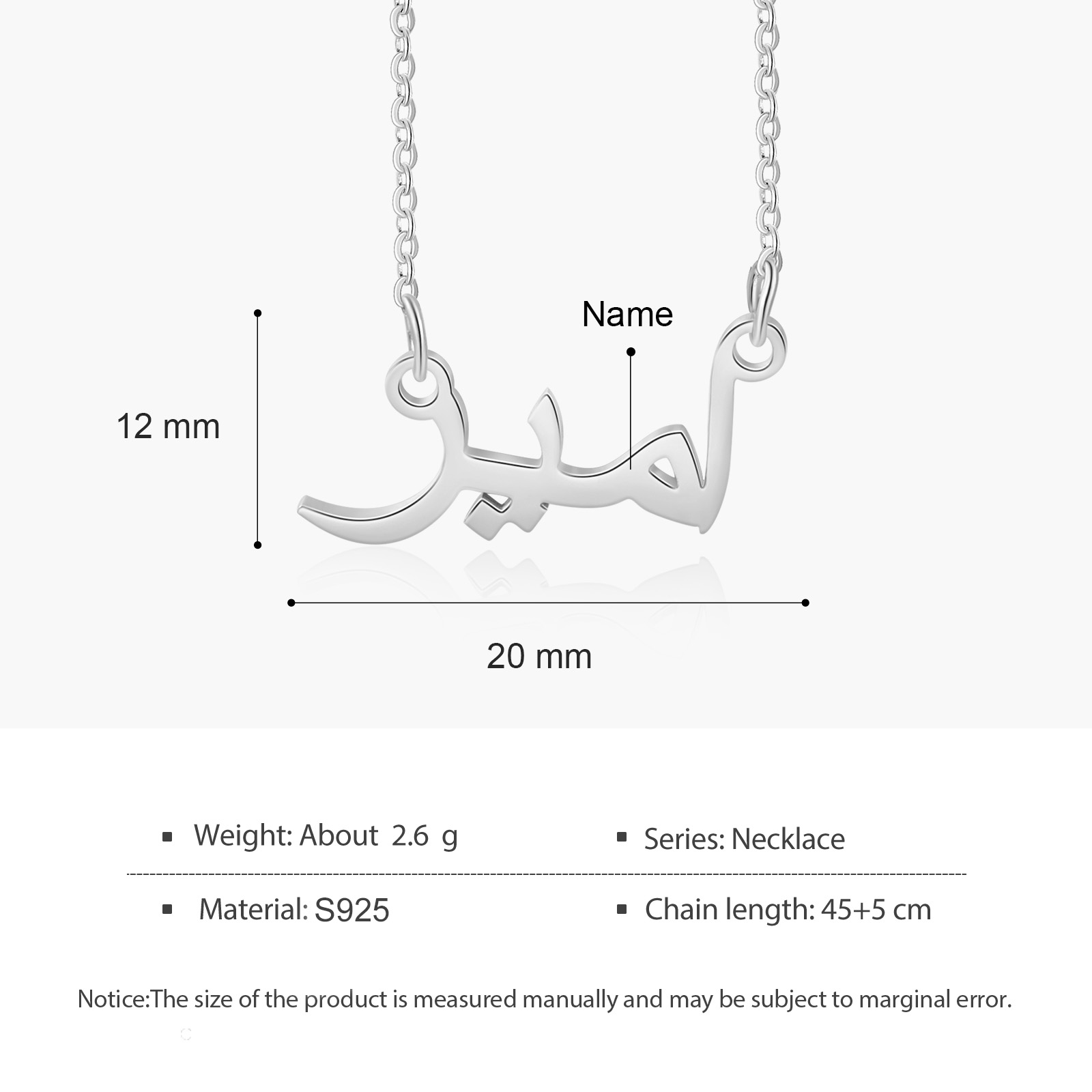 Arabic Name Necklace Custom 1 Name Necklace Gift For Her-Jessemade AU