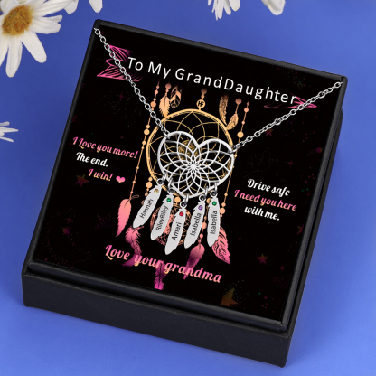 Personalised Dream Catcher Necklace With Birthstones Custom 5 Names Necklace Gifts For Her-Jessemade AU