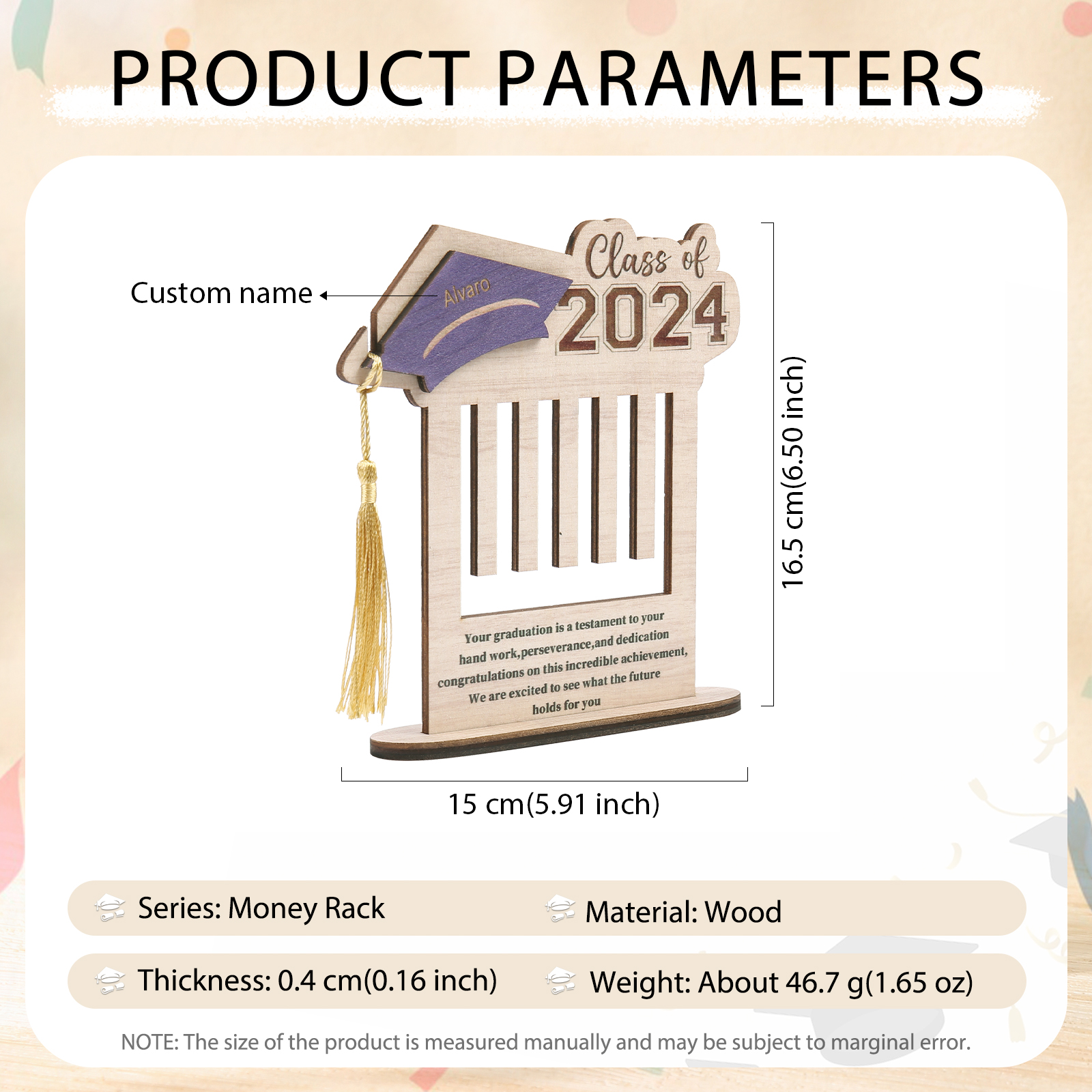 Class of 2024 Personalised Graduation Wooden Money Rack Custom Name Creative Graduation Gifts for Her/Him-Jessemade AU