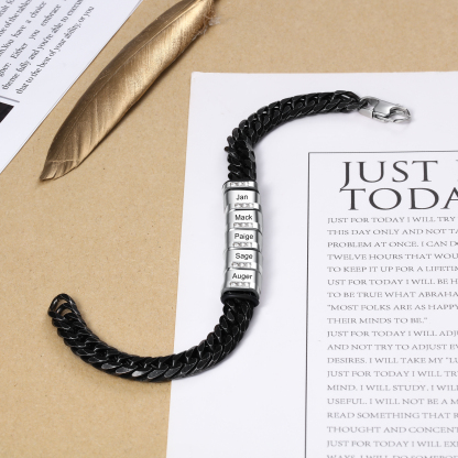 Personalised Cuban Chain Bracelet Customised Name Bracelet with 5 Beads-Jessemade AU