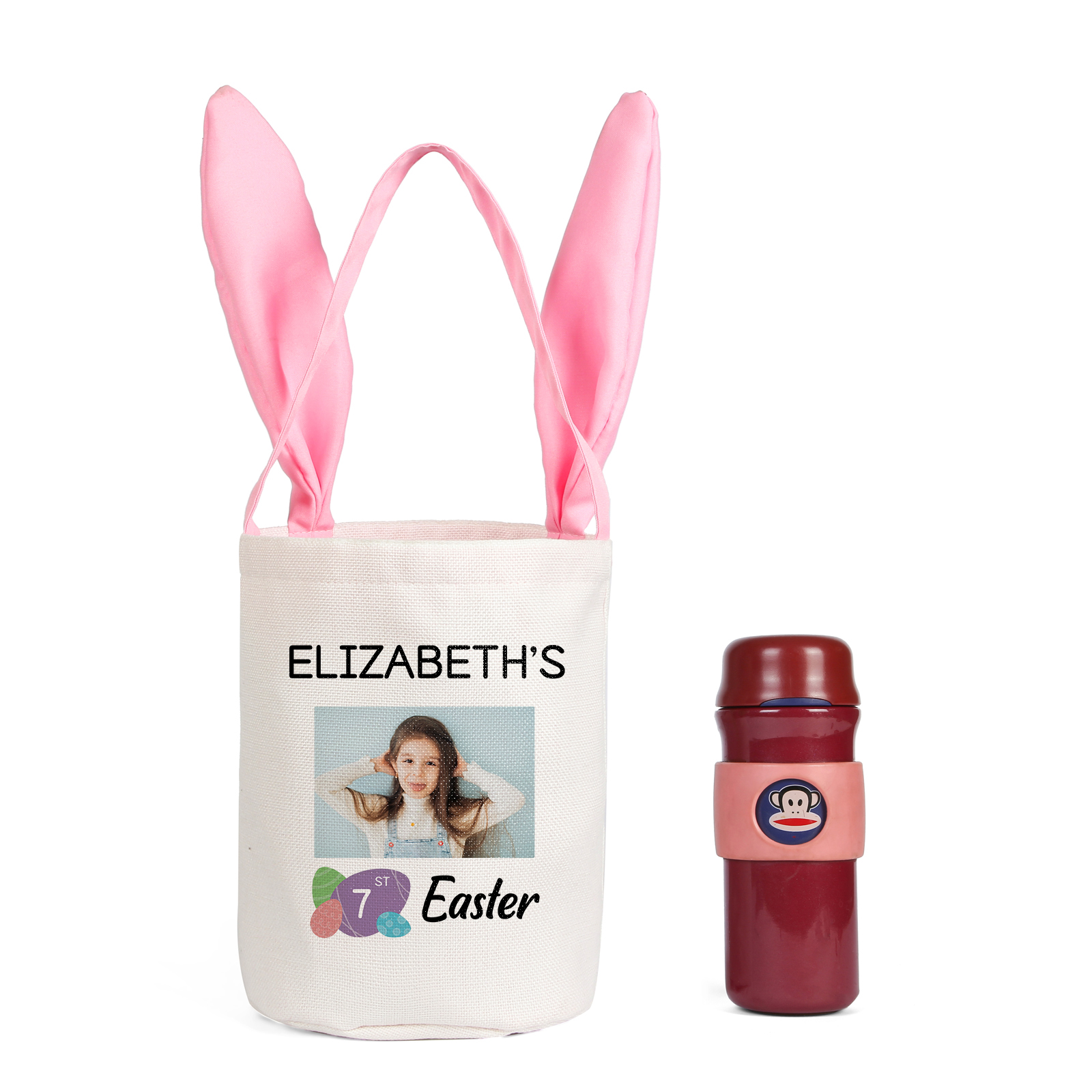 Personalised Photo Bunny Tote Bag Custom Name & Text & Number Bucket Bag Bunny Basket Easter Gifts-Jessemade AU