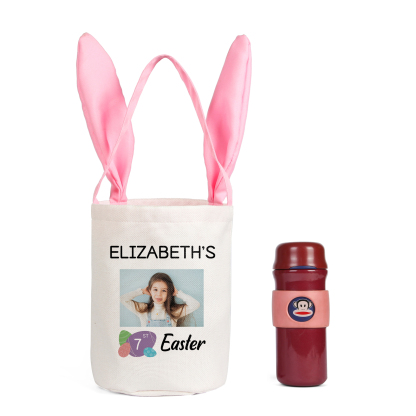 Personalised Photo Bunny Tote Bag Custom Name & Text & Number Bucket Bag Bunny Basket Easter Gifts-Jessemade AU