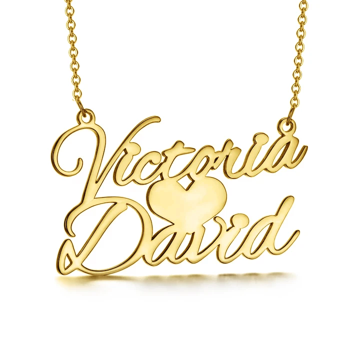 Personalised Heart Necklace Custom 2 Names Necklace Gift For Her-Jessemade AU